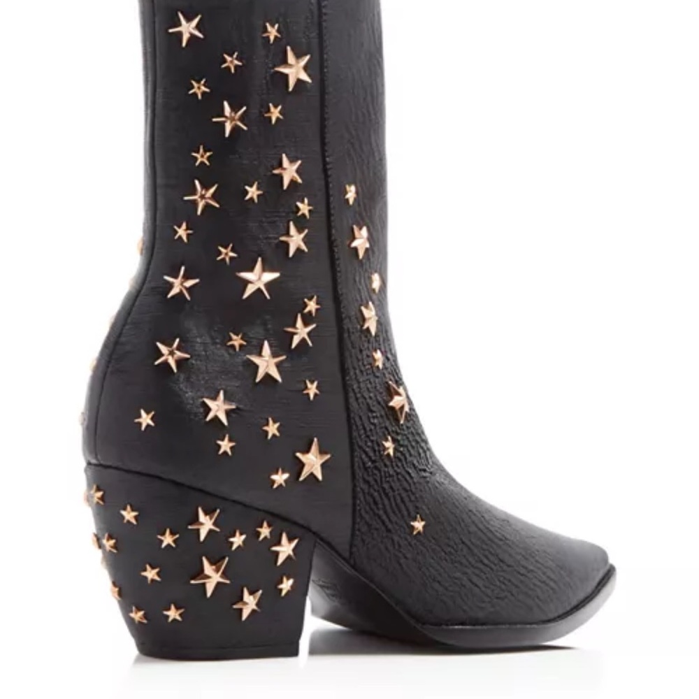 Kate Bosworth ⭐️ Black Heeled Boots with Celestial Star Design